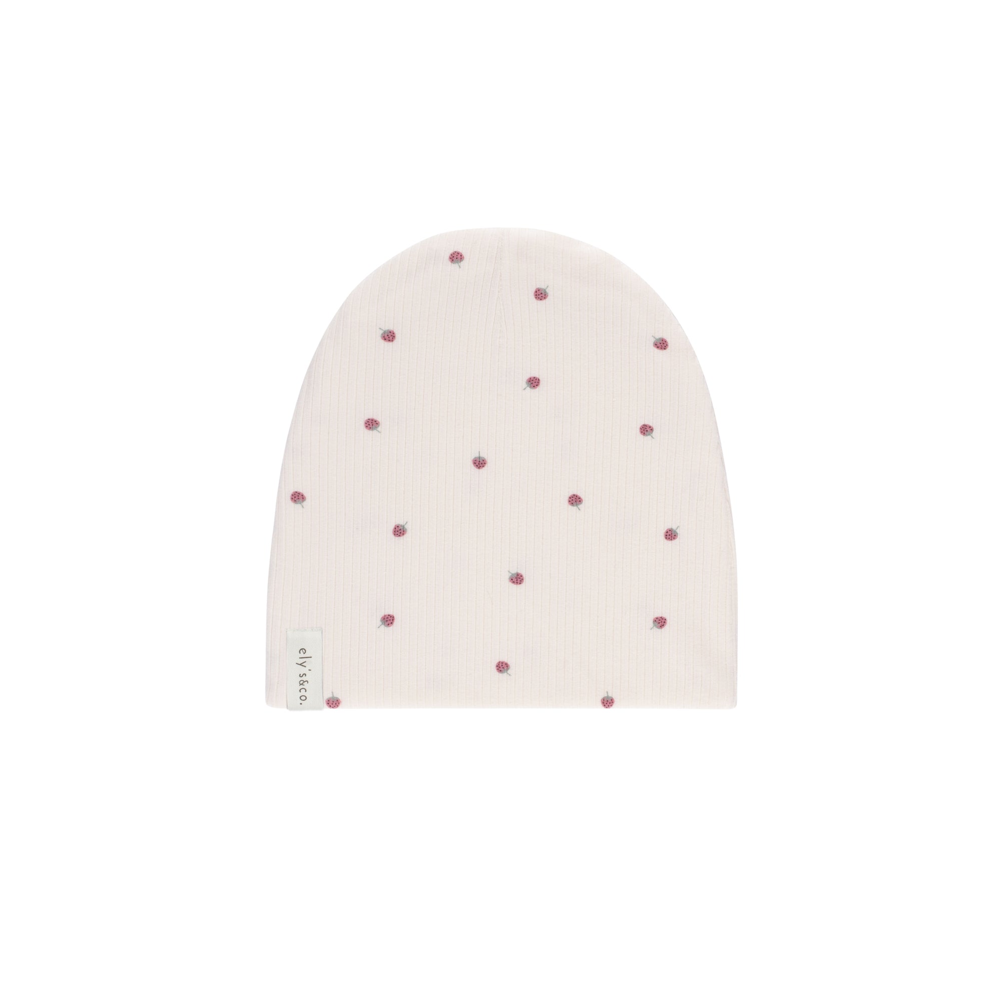 Ribbed Cotton-Strawberry Beanie