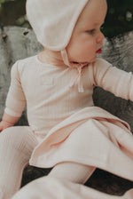 Load image into Gallery viewer, Dainty Pointelle Footie With Bonnet
