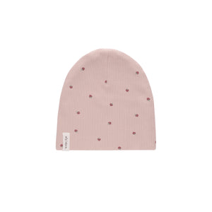 Ribbed Cotton-Strawberry Beanie